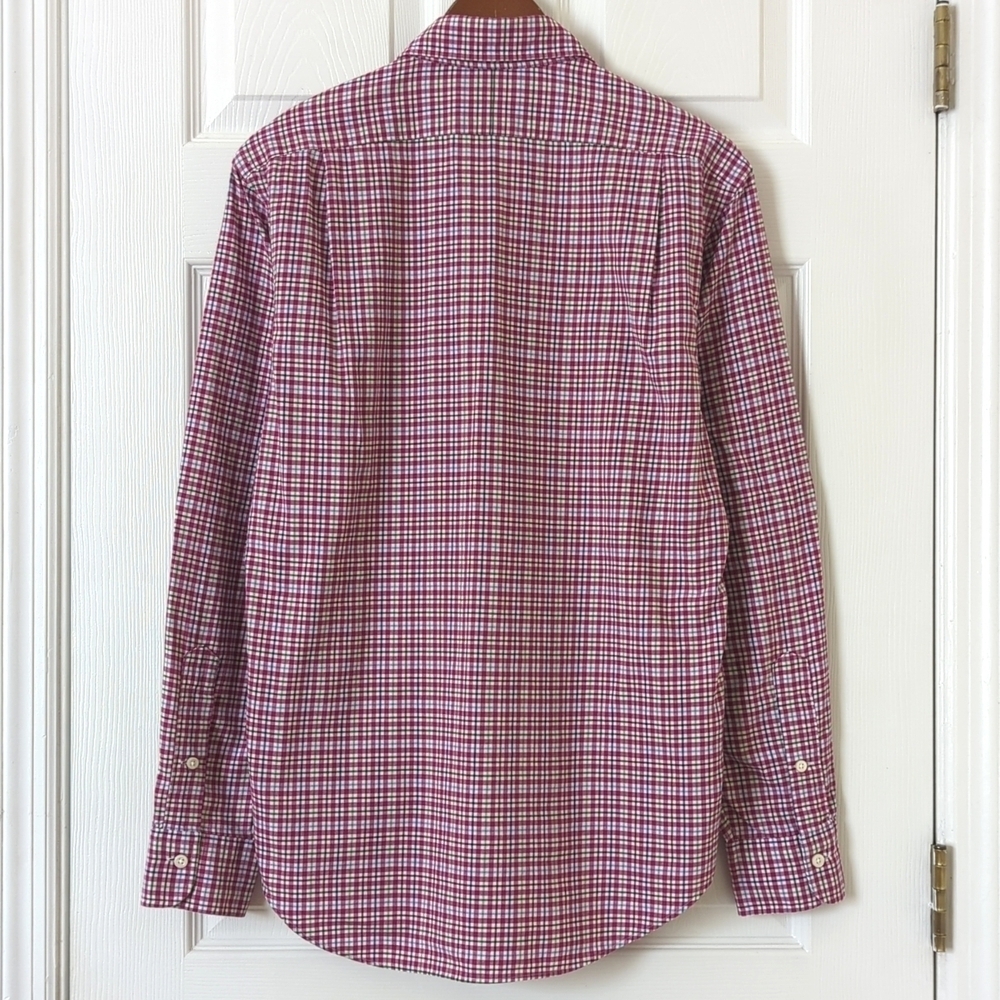 Polo Ralph Lauren Plaid Slim Fit Long Sleeve Button Down Shirt Hot Pink Medium - Picture 10 of 11